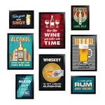 Bar, Rum, Whisky, Beer, Wine, Vodka (Set of 8)