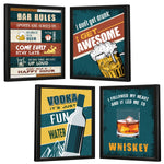 Bar, Rum, Whisky, Vodka (Set of 4)